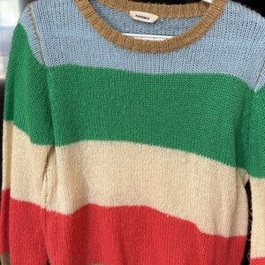 ADORA Women's Colorful Striped Crew Neck Sweater